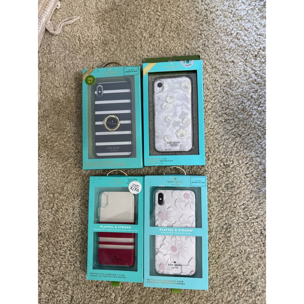 Lot of 4 Kate Spade iPhone Cases XS Max XR X XS Floral Striped Ring Stand New